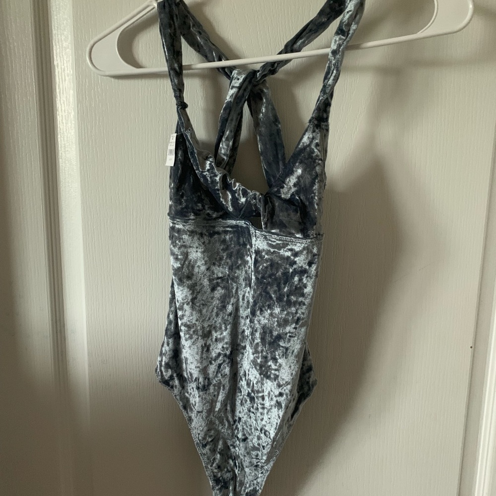 Velvet open back bodysuit